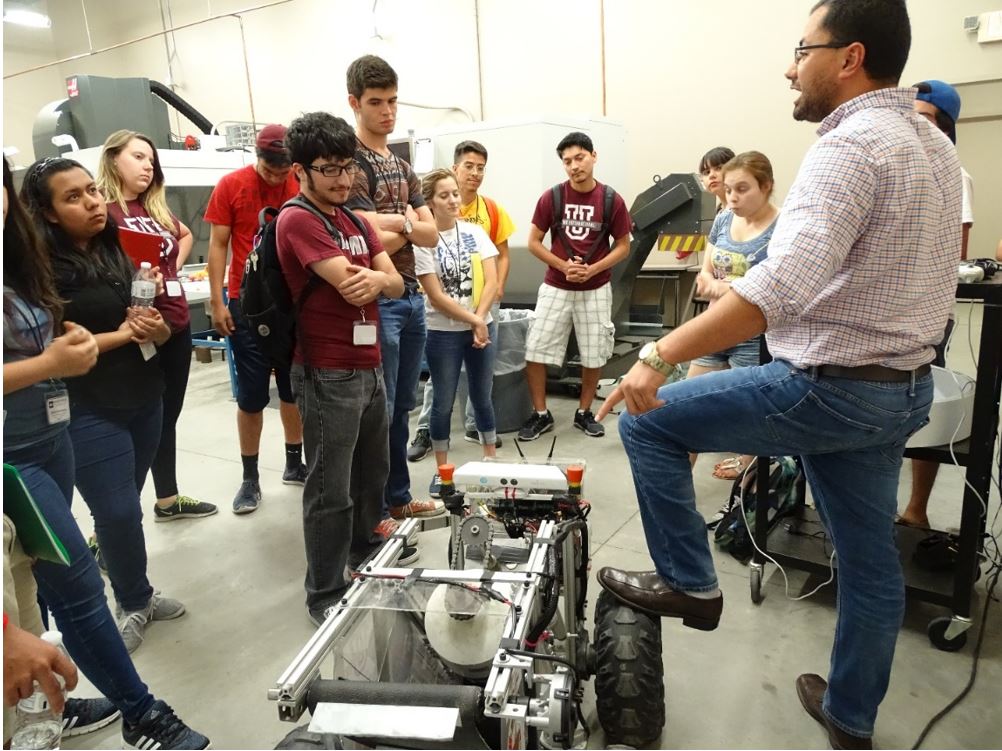 Students in the mechanical shop